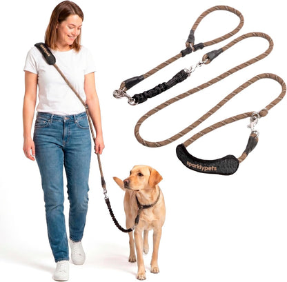 Sparklypets Double Dog Leash for 2 Dogs – Rope Bungee Dual Leash for Medium and Large Breeds with Padded Handles & Tangle Free (Teal, Medium/Large)21