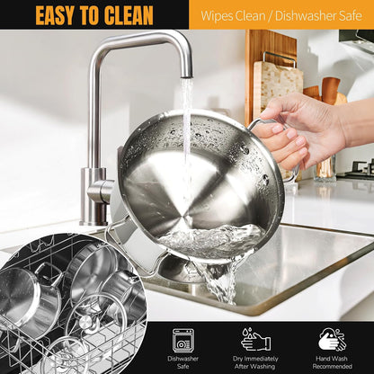 Stainless Steel Pots and Pans Set, 6 PCS Nonstick Induction Cookware Set | Works with Induction/Electric and Gas Cooktops, Dishwasher Safe6