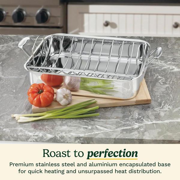 16-Inch Roasting Pan, Induction Compatible Premium Rectangular Roaster Pan with Rack, Stainless Steel Roasting Pan with Rack, Large Capacity, Dishwasher Safe2