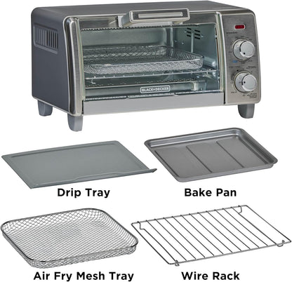 BLACK+DECKER 4-Slice Air Fry Toaster Oven, 5-In-1 Countertop Oven | Air Fry, Bake, Broil, Toast and Keep Warm with Eventoast Technology and Room for a 9-Inch Pizza.9