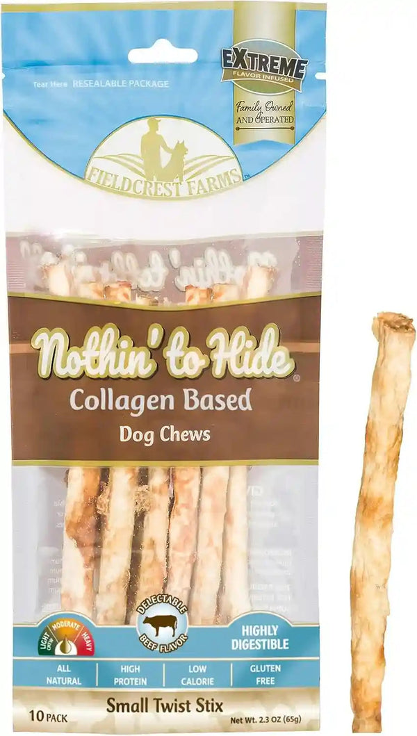 Fieldcrest Farms Nothin' to Hide Twist Stix, Beef Flavor, Easily Digestible, Supports Skin, Coat, Joints & Muscles, for Moderate Chewers under 15Lbs, 50 Pieces21