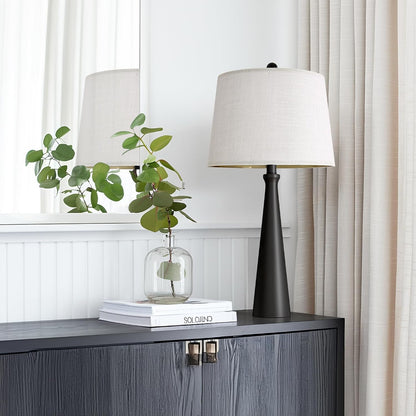 25.75" Modern Table Lamp for Bedroom Set of 2, USB C Port, Black | Metal Desk Lamp with White Linen Shade, Tall Lamps for Living Room, Nightstand, End Tables, Home Office Decor5