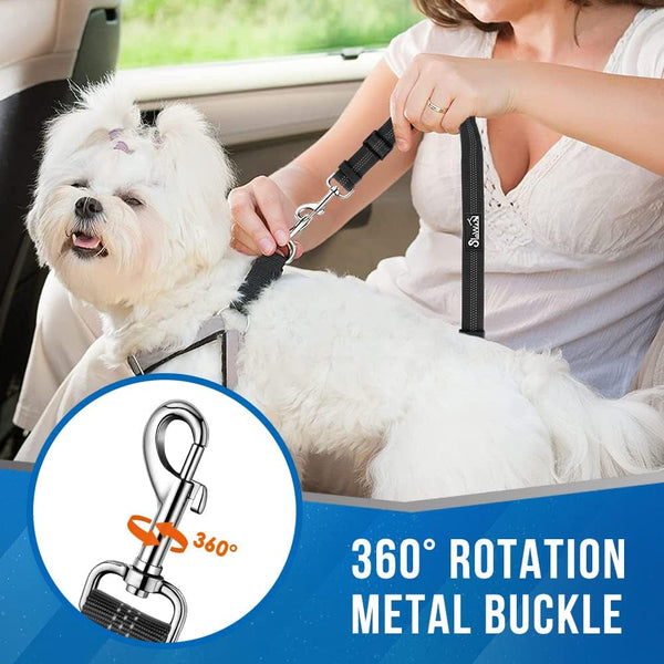 Lukovee Double Dog Seat Belt, Dual Pet Car Headrest Restraint Safety Seatbelt No Tangle Dog Leash Duty Adjust Elastic Bungee Puppy Lead Splitter Connect Harness in Vehicle Travel for 2 Dogs,Black3