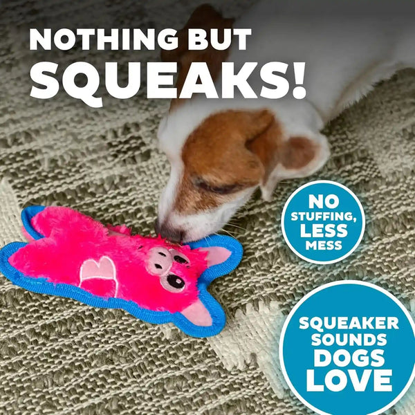 Outward Hound Durablez Minis – Squeaky Plush Dog Toy, No Stuffing for Less Mess, Interactive & Tough, Jumbo Squeaker, Puppies & Small Dogs, Pig, 6.8"4
