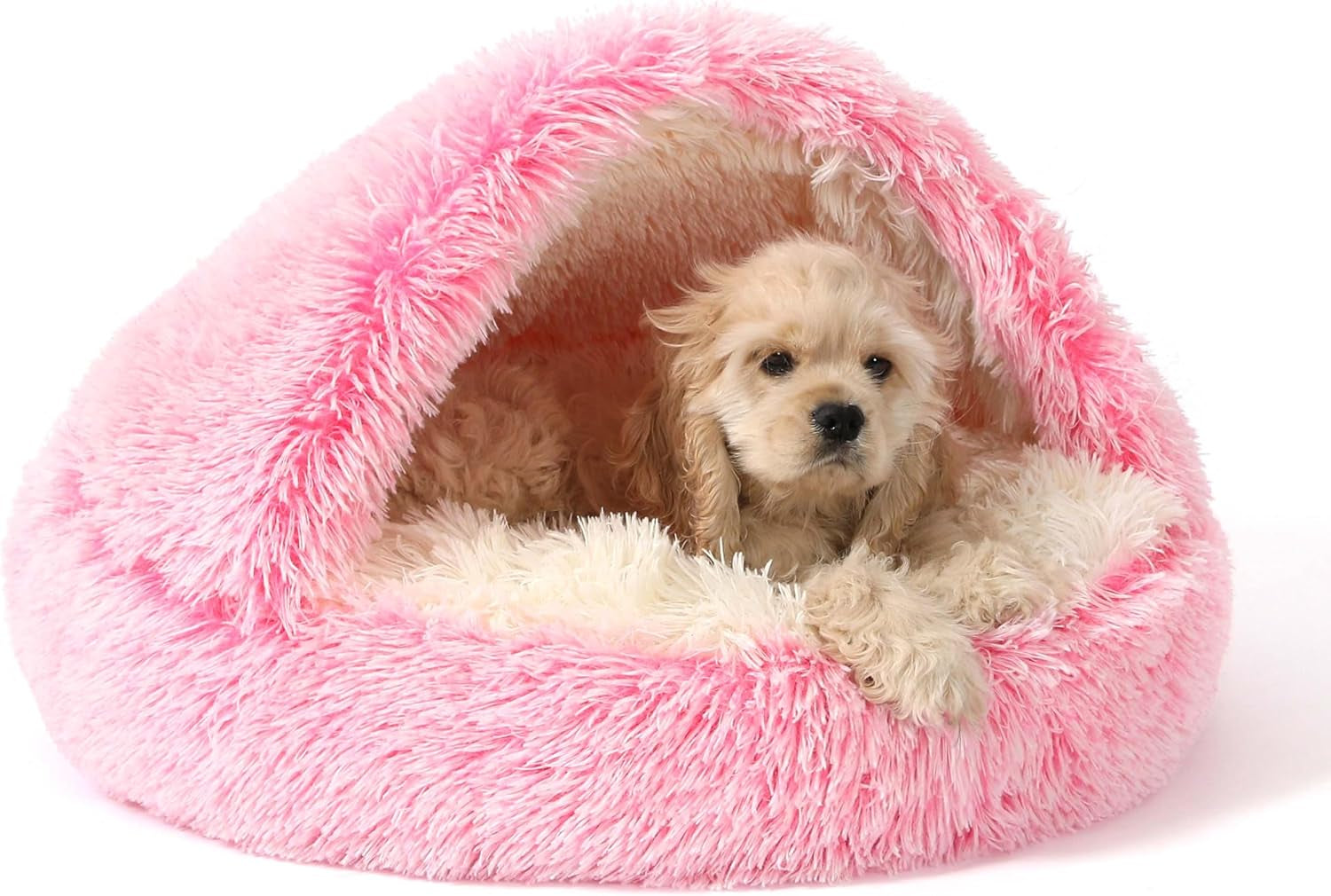 noyal-round-hooded-donut-dog-bed-for-small-medium-pets-plush-fluffy-anti-anxiety-cat-cave-bed-with-cover