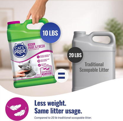 Cat'S Pride Premium Lightweight Clumping Litter: Pure & Fresh - up to 10 Days of Powerful Odor Control - Multi-Cat, Scented, 10 Pounds3