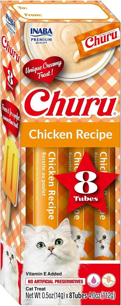 INABA Churu Lickable Purée Natural Cat Treats Gift Box - Chicken Recipe, 8 Tube Gift Box1