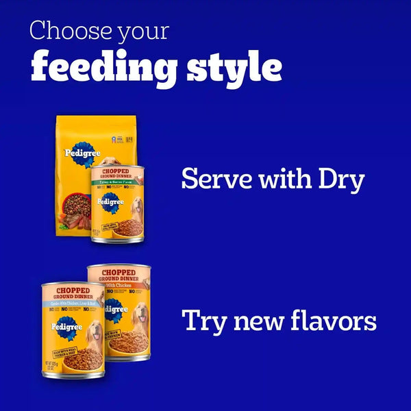 Pedigree Chopped Ground Dinner Wet Dog Food, Beef Pack, 13.2 Oz, 12 Count | 100% Complete & Balanced, 36 Vitamins & Minerals, Slow Cooked, 30%+ Water for Hydration, Supports Skin & Coat & Lean Muscles12