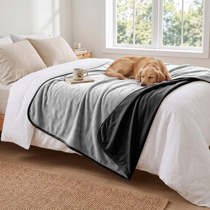 Waterproof Blanket for Dogs - Reversible Furniture Protector | TPU Leak-Proof Liner, Soft Velvet & Flannel Pet Throw, Machine Washable, for Couch and Bed, 52" X 82", Beige/Khaki10