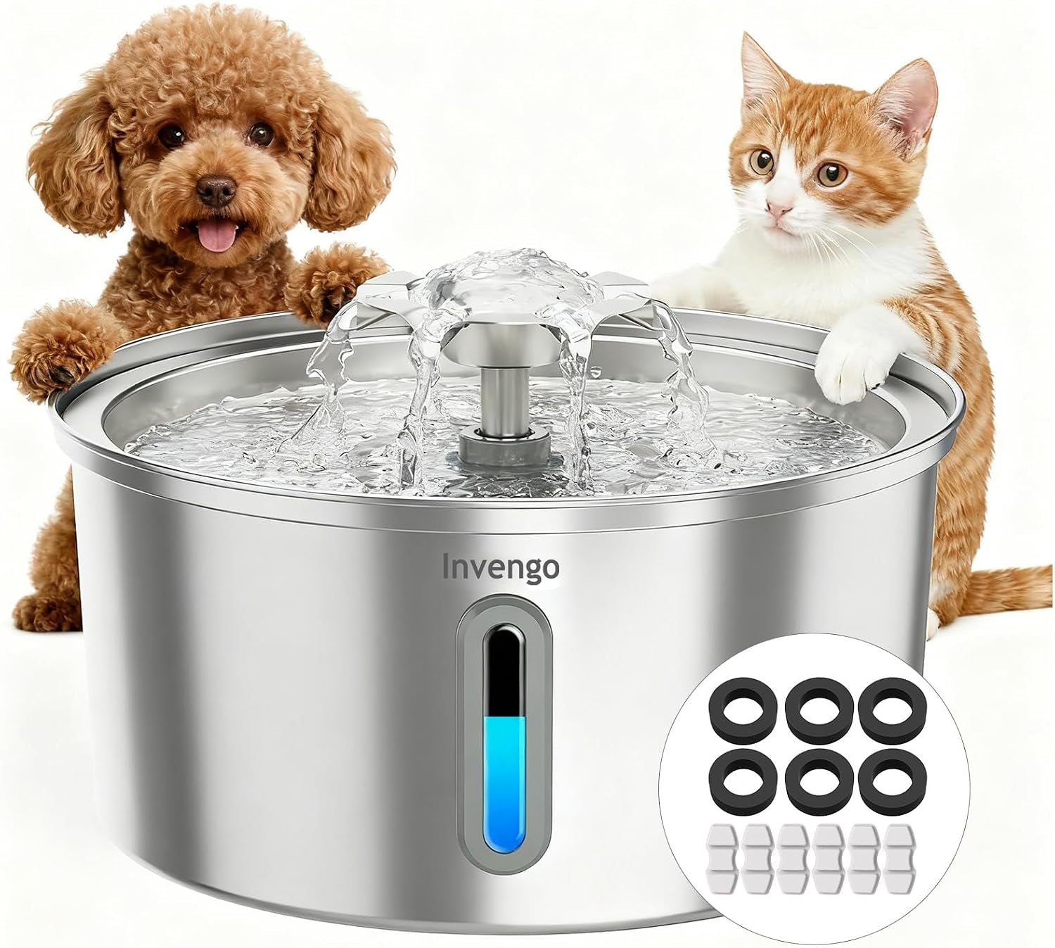 cat-water-fountain-stainless-steel-3-2l-108oz-invengo-automatic-pet-fountain-for-cats-dogs-ultra-quiet-25-db-pump-includes-4-replacement-filters-sponges-led-water-level-window-easy-to-clean