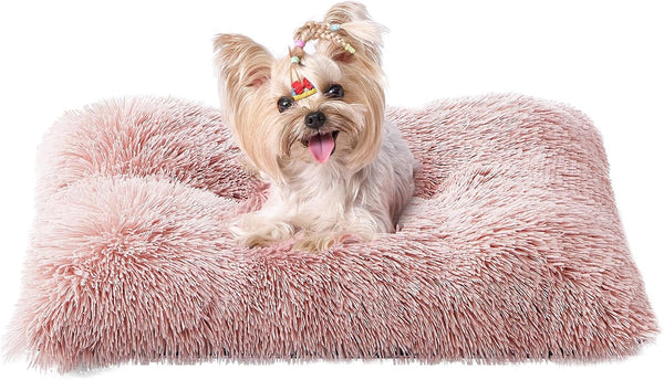 EHEYCIGA Fluffy Dog Crate Bed for Extra Large Dogs, Plush Faux Fur Pad, Calming anti Anxiety XL Bed for Crate, Washable Soft Warm Dog Mat with Non-Slip Bottom, Grey43