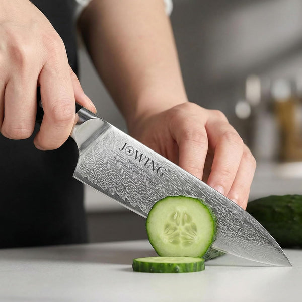 8 Inch Chef Knife, Japanese-Style VG10 Damascus Kitchen Knife, 67-Layer Forged Blade with Black Wood Handle, Razor Sharp Cooking Knife for Meat, Vegetables & Fruit7