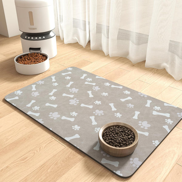 Montvoo-Absorbent Pet Feeding Mat-No Stains Pet Mat for Food and Water Bowl-Quick Dry Cat & Dog Food Mat Water Dispenser Mat-Pet Supplies Mat-Dog Water Bowl Mat for Messy Drinker,（Brown,16"X24"）10