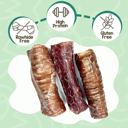 Nature Gnaws Beef Trachea Crunch Wraps for Dogs (3 Count) - Long Lasting Natural Beef Jerky Dog Chew Bones - Rawhide Free2