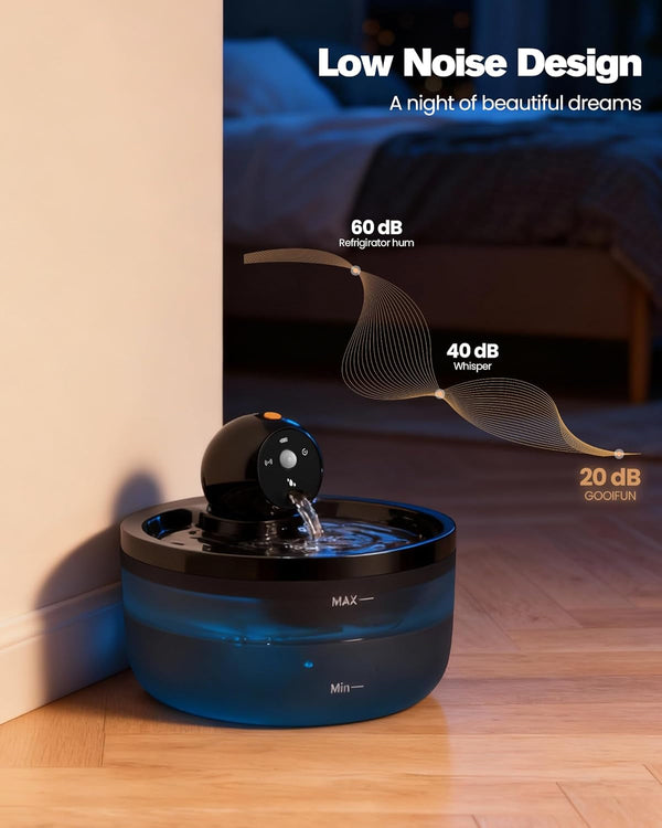 Cat Water Fountain Wireless Cordless: Cat Fountain for Drinking Battery Operated - 88Oz/2.6L Black Pet Water Fountain Rechargeable - Quiet Cats Water Bowl Dispenser with Motion Sensor - Small Animals3