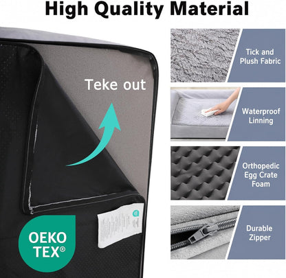 WESTERN HOME Orthopedic XL Dog Bed Extra Large Washable Dog Couch, 42In | Removable Cover, Waterproof Liner, 3-Sided Bolster for Neck Support, Anti-Slip Bottom, OEKO-TEX Certified, Grey,Up to 85 Lbs3