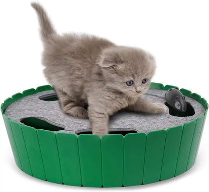 Pawaboo Interactive Cat Toy with Running Mouse, Electronic Motion Cat Toy Automatic Teaser for Indoor Cats, Pop and Play Hide Seek Cat Toys Hunting Mouse for Pet Cat Kitten Play Fun Exercise, Green1