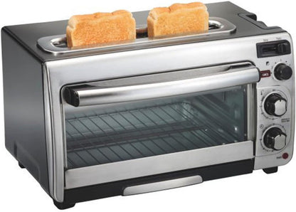 2-In-1 Countertop Oven and Long Slot Toaster, Stainless Steel, 60 Minute Timer and Automatic Shut Off1