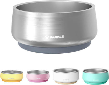 Pawaii Dog Bowl, 34 Oz Stainless Steel Food and Water Bowl, ID Tag, 1 Pack | Double-Wall Design,Non-Slip Rubber Base,Dishwasher Safe,Smooth Open Design, Not a Slow Feeder,Easy-Rinse Interior12