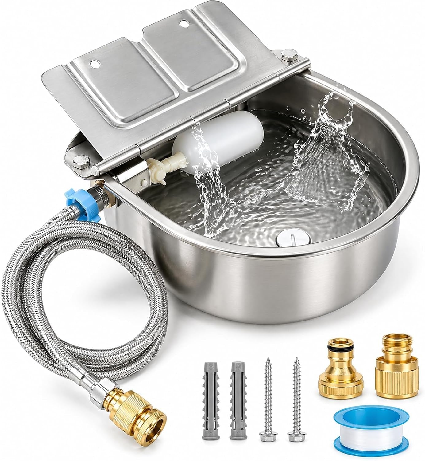 fhtonge-304-stainless-steel-automatic-dog-water-bowl-dispenser-with-outfall-float-valves-auto-fill-wall-mounted-dog-waterer-for-outdoor-big-dog-livestock-poultry-horse-cow-goat-pig-chicken-duck-rabbit