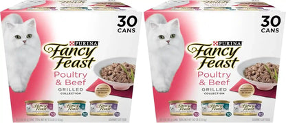 Purina Fancy Feast Grilled Wet Cat Food, Poultry & Beef, 3 Oz Cans, 30-Pack12