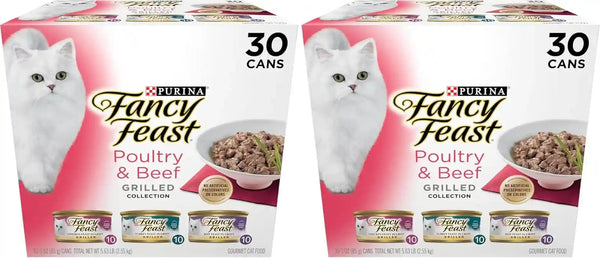 Purina Fancy Feast Grilled Wet Cat Food, Poultry & Beef, 3 Oz Cans, 30-Pack12