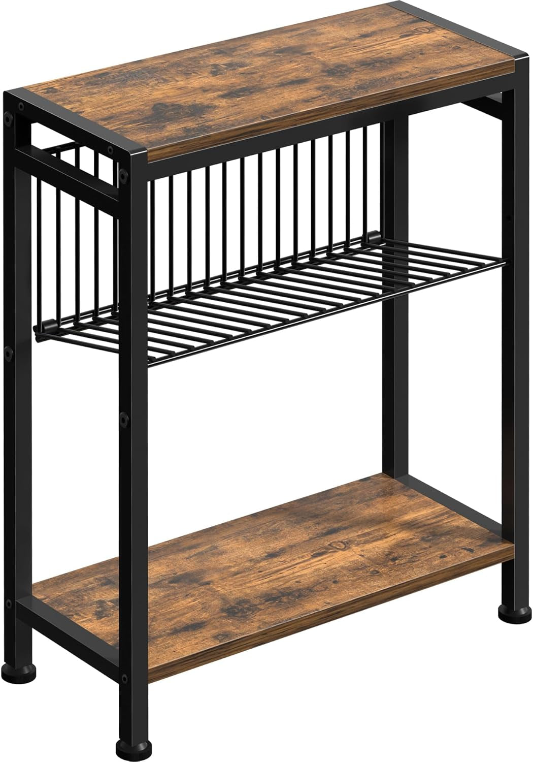 small-side-table-for-small-space-3-tier-narrow-end-table-with-magazine-holder-slim-nightstand-skinny-snack-couch-table-in-living-room-bedroom-study-and-balcony-rustic-brown-black