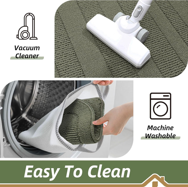 30X18 Inch Kitchen Rugs Non Slip Washable Kitchen Sink Rug, Green | Durable Kitchen Mat, Absorbent Kitchen Mats for Floor, Stain Resistant Small Kitchen Rug, Semicircular Easy Clean & TPR Grip8