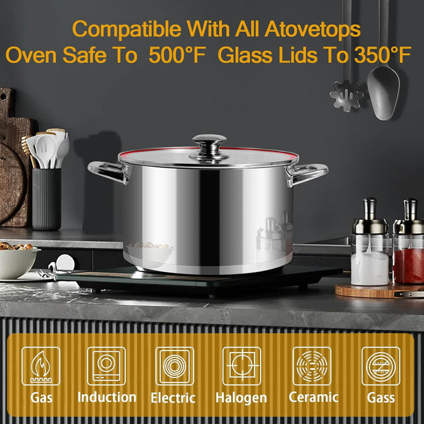 10 Quart Stock Pot, Stainless Steel Pot with Lid for Induction Cooking6
