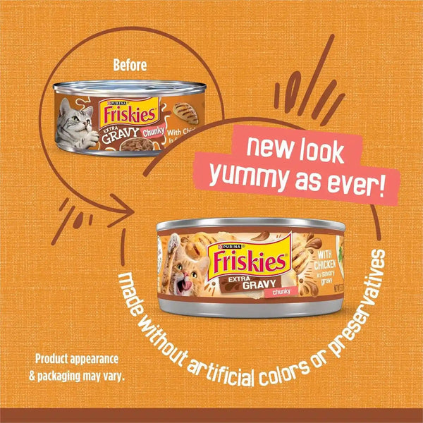 Purina Friskies Extra Gravy Wet Cat Food Chunky Chicken in Savory Gravy - (Pack of 24) 5.5 Oz. Cans2