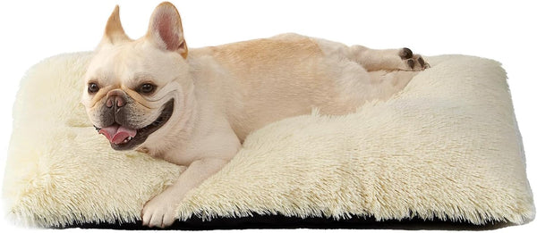 EHEYCIGA Fluffy Dog Crate Bed for Extra Large Dogs, Plush Faux Fur Pad, Calming anti Anxiety XL Bed for Crate, Washable Soft Warm Dog Mat with Non-Slip Bottom, Grey65
