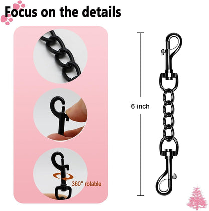 2 PCS Dog Collar Metal Safety Clip, Harness Collar Leash Chain Connector, Heavy Duty Double End Spring Backup Buckle Clasp, Escape-Proof Safety Accessory (Small, Black)3