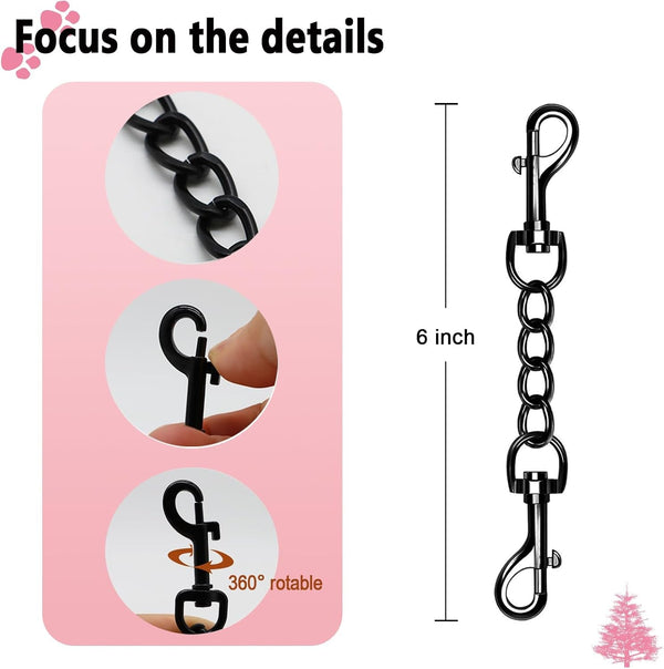 2 PCS Dog Collar Metal Safety Clip, Harness Collar Leash Chain Connector, Heavy Duty Double End Spring Backup Buckle Clasp, Escape-Proof Safety Accessory (Small, Black)3