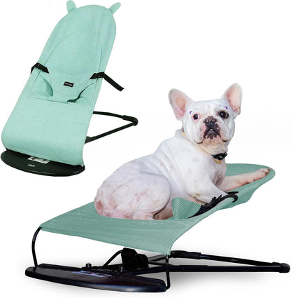 Cat & Dog Rocking Chair - Bouncer Bed for Frenchie, French Bulldog Lounge, Outdoor Portable Foldable Pet Furniture. Adjustable Height, Breathable Mesh, Safety Harness for Small Animals & Puppies10