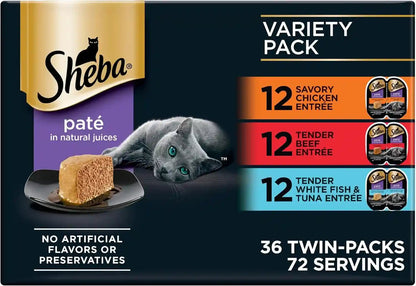 Sheba Perfect Portions Pate Wet Cat Food, Seafood Variety, 2.6 Oz, 24 Ct | Grain-Free, Made in USA, Sustainable Salmon, Signature Seafood & Whitefish Tuna, No Artificial Flavors, Twin-Pack Trays14