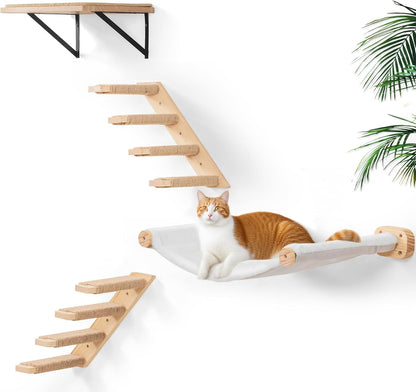 Cat Wall Hammock, Dual-Sided Cat Wall Bed with Canvas & Plush Fabric for All Seasons, Wall Mounted Shelf for Large Cats, Modern Perches for Lounging & Napping11