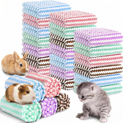 Moukeren 20Pcs Guinea Pig Fleece Bedding Blankets Bulk Washable Small Animal Fleece Cage Liners Pet Wash Cloth Sleeping Mat Cover for Hamster Chinchilla Rabbit Hedgehog(Multicolor, 12 X 12 Inch)7