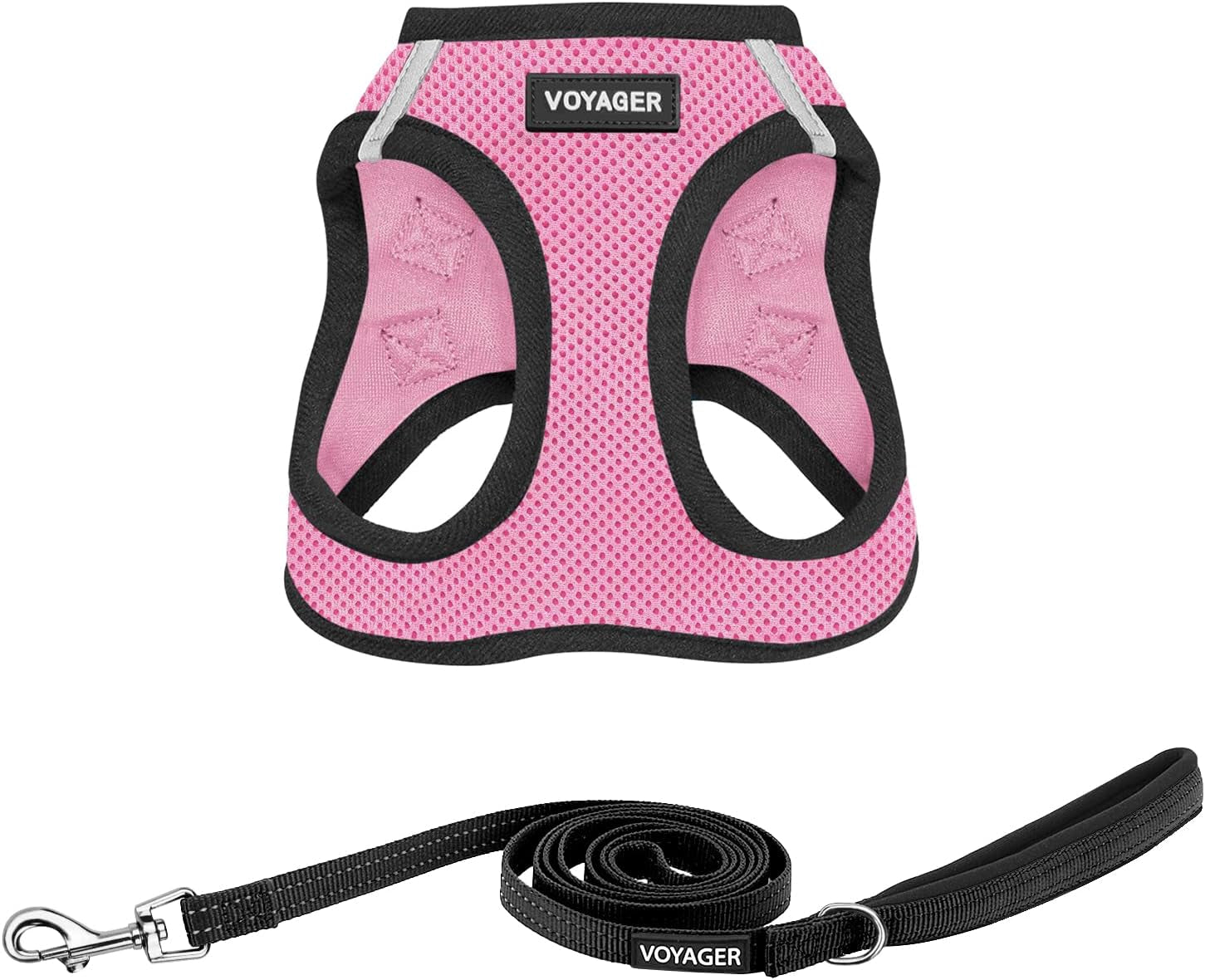 best-pet-supplies-voyager-step-in-air-all-weather-mesh-harness-and-reflective-dog-5ft-leash-combo-with-neoprene-handle-for-small-medium-and-large-breed-puppies-baby-blue-small