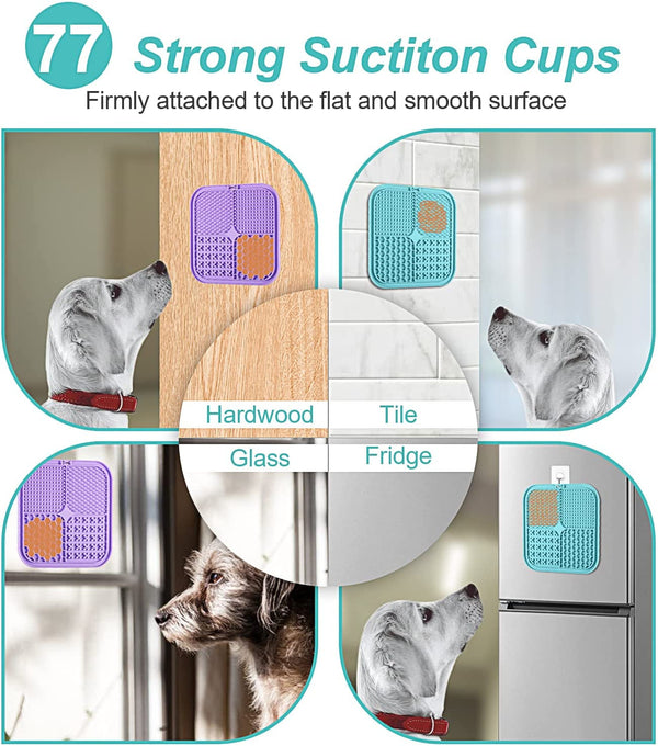 LUKITO Lick Mat for Dogs & Cats 2 Pack with Suction Cups, Dog Lick Mat for Anxiety Relief, Dog Toys to Keep Them Busy, Peanut Butter Licking Pad for Boredom Reducer, Perfect for Bathing Grooming2