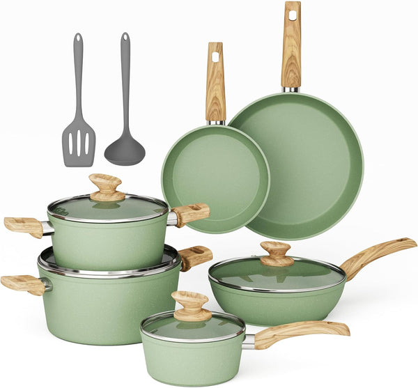 Pots and Pans Set Non Stick, 12 Pcs Kitchen Cookware Sets | Induction Compatible, Granite Nonstick Pans Set for Cooking, 100% PFOA & PFAS Free Non Toxic1