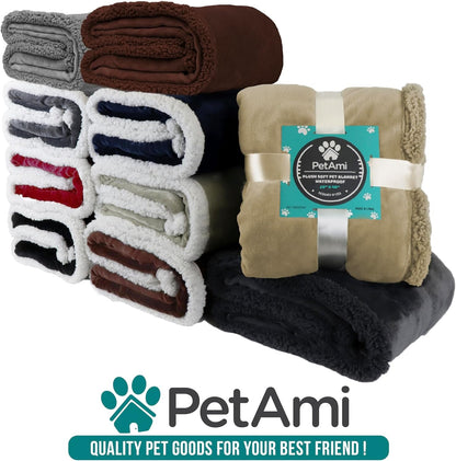 Petami Waterproof Dog Blanket for Couch, Extra Large 80X60, Pee Proof Sherpa Fleece Reversible Pet Throw, Furniture Protector for Bed Sofa Crate Kennel, Soft Washable Cover for Dog Cat, Grey Sherpa9