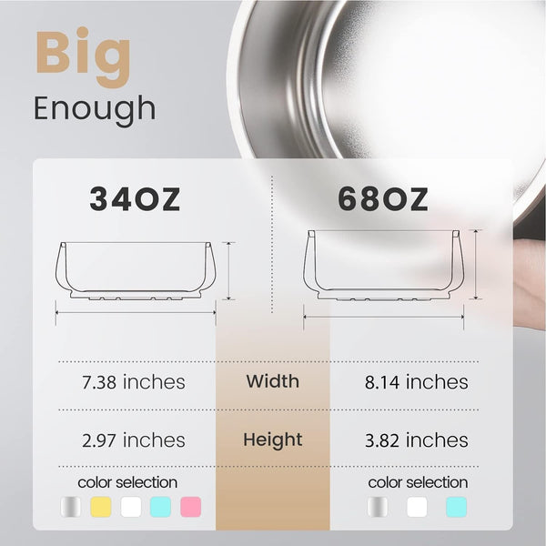 Pawaii Dog Bowl, 34 Oz Stainless Steel Food and Water Bowl, ID Tag, 1 Pack | Double-Wall Design,Non-Slip Rubber Base,Dishwasher Safe,Smooth Open Design, Not a Slow Feeder,Easy-Rinse Interior7