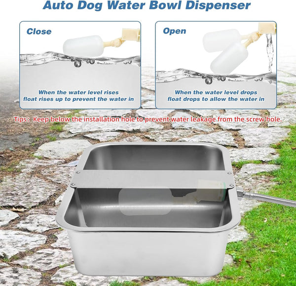 YUEPET 3 Gallon Automatic Dog Water Bowl Dispenser for Large Dogs Outdoor | Auto Fill Dog Water Bowl Dispenser, Stainless Steel Auto Dog Waterer with Float Valve, Extra Large for Dogs, Pets & Animals4