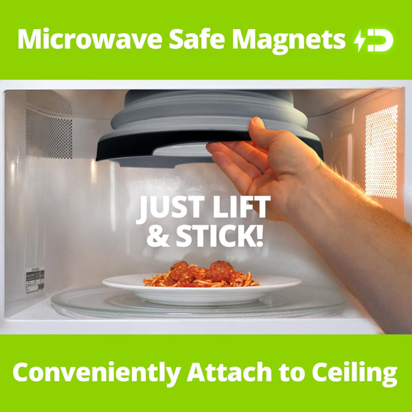 Magnetic Microwave Splatter Cover - 12-Inch Collapsible - Black | High Power, Stronger Magnetic Grip, Bpa-Free Lid, Vented Plate Guard with Steam Vents, Dishwasher Safe, Space-Saving Storage4