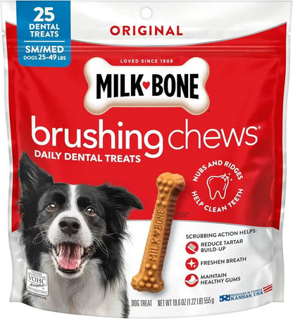 Milk-Bone Brushing Chews Large Daily Dental Dog Treats, 33.7 Oz Bag | 25 Treats, Chicken Flavored, VOHC Accepted Dental Chews, Helps Clean Teeth and Freshen Breath, for Large Dogs 50 Lbs and Up10