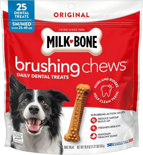 Milk-Bone Brushing Chews Large Daily Dental Dog Treats, 33.7 Oz Bag | 25 Treats, Chicken Flavored, VOHC Accepted Dental Chews, Helps Clean Teeth and Freshen Breath, for Large Dogs 50 Lbs and Up10