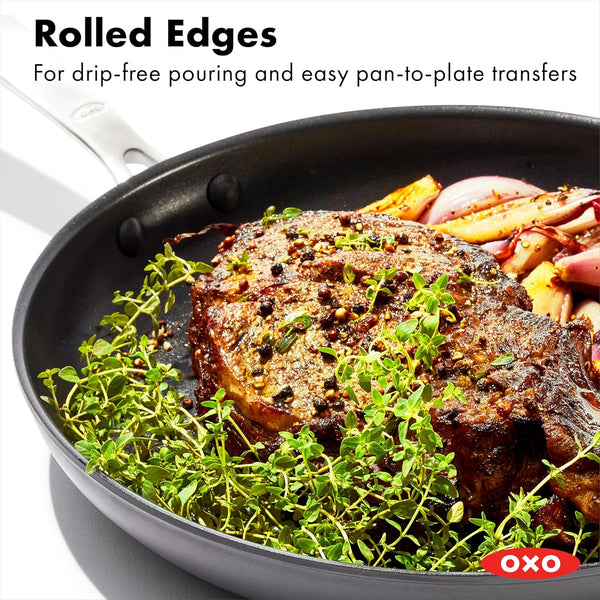 OXO Enhanced 12" Frying Pan Skillet, Pfas-Free Ceramic Nonstick, Durable Hard Anodized Cookware, Scratch Resistant, Stainless Steel Handle, Good Grips, Dishwasher & Oven Safe, Black5