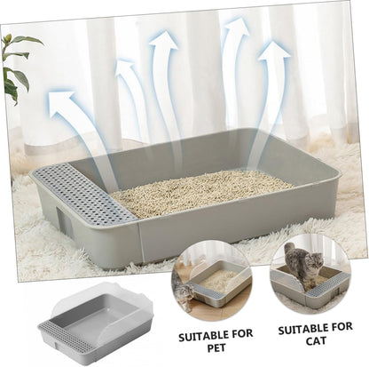 ERINGOGO Semi-Closed Cat Litter Box Potty with Detachable Anti-Splash Durable Pan Small Gray for Kitten Toilet and Cat Housebreaking9