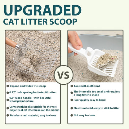 Cat Litter Scoop, Kitty Metal Scooper with Hook and Hole, Non Stick | Stainless Steel Kitten Poop Lifter, Durable & Heavy Duty Sifter, Easy to Clean, Saves Time, for Litter Box7