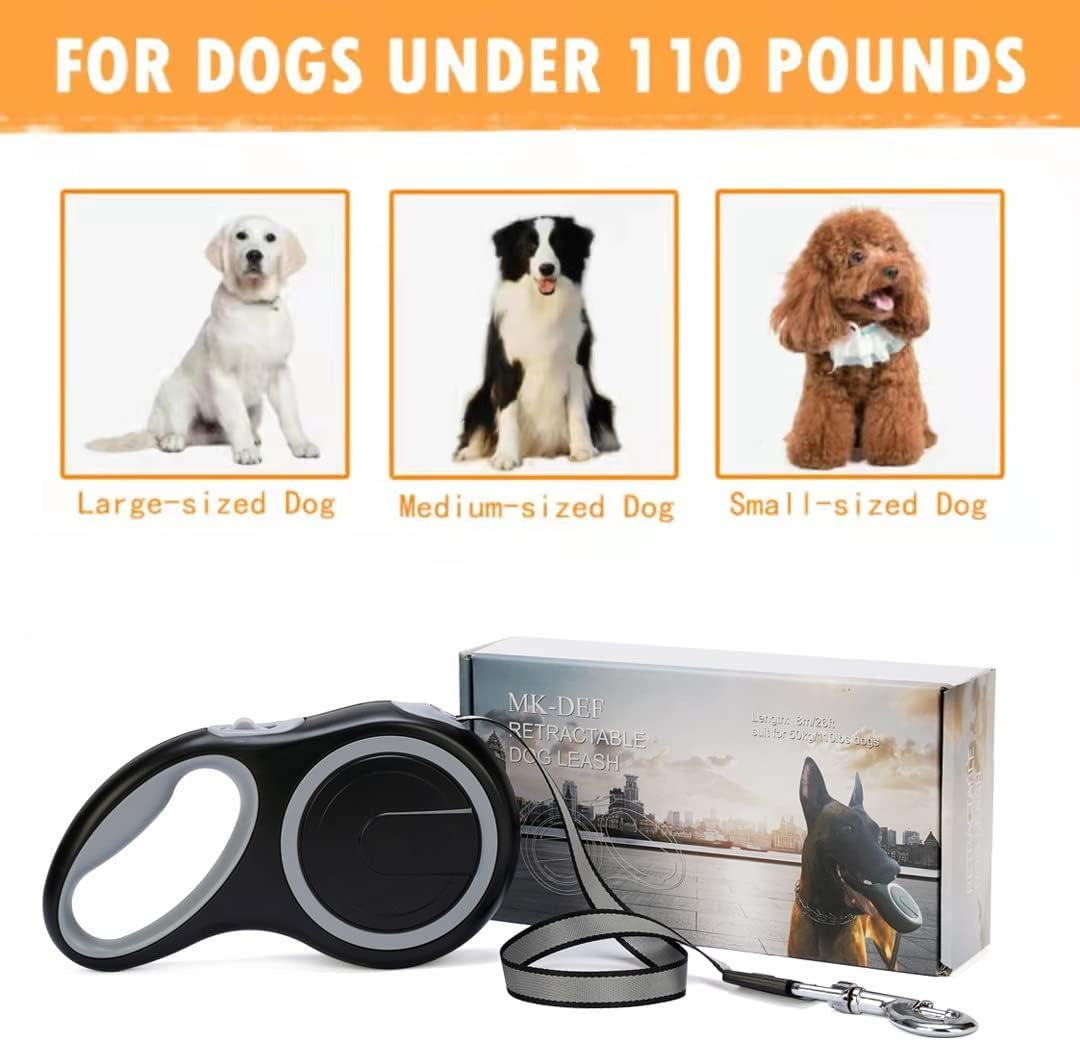 26ft-retractable-dog-leash-heavy-duty-great-leash-for-dog-up-to-110-lbs-anti-slip-rubberized-handle-one-handed-brake-strong-nylon-tape-tangle-freelarge-size